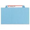 Smead Six-Section Pressboard Top Tab Classification Folders with SafeSHIELD Fasteners, 2 Dividers, Letter Size, Blue, 10/Box