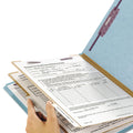 Smead Six-Section Pressboard Top Tab Classification Folders with SafeSHIELD Fasteners, 2 Dividers, Legal Size, Blue, 10/Box