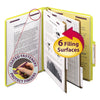 Smead Six-Section Pressboard Top Tab Classification Folders with SafeSHIELD Fasteners, 2 Dividers, Letter Size, Yellow, 10/Box