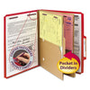 Smead 6-Section Pressboard Top Tab Pocket-Style Classification Folders with SafeSHIELD Fasteners, 2 Dividers, Letter, Red, 10/Box