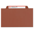 Smead 100% Recycled Pressboard Classification Folders, 3 Dividers, Letter Size, Red, 10/Box