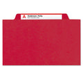 Smead 6-Section Pressboard Top Tab Pocket-Style Classification Folders with SafeSHIELD Fasteners, 2 Dividers, Letter, Red, 10/Box