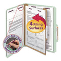 Smead Pressboard Classification Folders with SafeSHIELD Coated Fasteners, 2/5 Cut, 1 Divider, Letter Size, Gray-Green, 10/Box