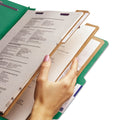 Smead Eight-Section Pressboard Top Tab Classification Folders with SafeSHIELD Fasteners, 3 Dividers, Letter Size, Green, 10/Box