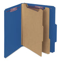 Smead Six-Section Pressboard Top Tab Classification Folders with SafeSHIELD Fasteners, 2 Dividers, Letter Size, Dark Blue, 10/Box