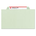 Smead Pressboard Classification Folders with SafeSHIELD Coated Fasteners, 2/5 Cut, 1 Divider, Legal Size, Gray-Green, 10/Box