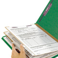 Smead Six-Section Pressboard Top Tab Classification Folders with SafeSHIELD Fasteners, 2 Dividers, Legal Size, Green, 10/Box