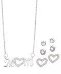 Rh Macys Plated Cubic Zirconia Mom Heart Necklace With Three Piece Earring Se by Vanessa Jane