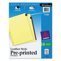 Avery Preprinted Red Leather Tab Dividers with Clear Reinforced Edge, 12-Tab, Jan. to Dec., 11 x 8.5, Buff, 1 Set