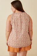 Curvy Ruffle Detail Ditsy Tank - Cream by Boutique 23