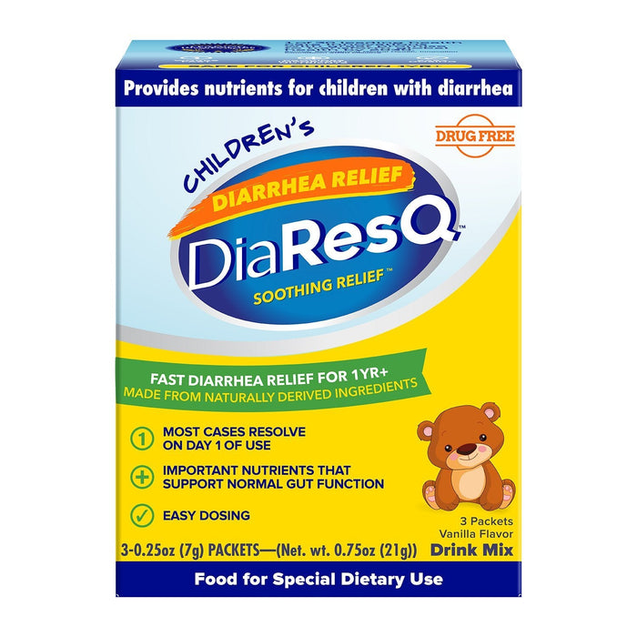 DiaResQ Children's Soothing Diarrhea Relief Drink Mix Packets Vanilla Flavor by Pasteur Pharmacy