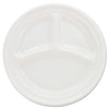 Dart Plastic Plates, 3-Compartment, 9" dia, White, 125/Pack, 4 Packs/Carton