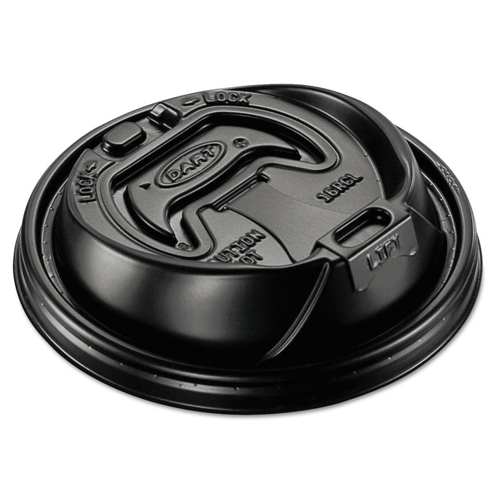 Dart Optima Reclosable Lid, Fits 12 oz to 24 oz Foam Cups, Black, 100 Pack, 10 Packs/Carton