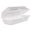 Dart Foam Hinged Lid Container, Hot Dog Container, 3.8 x 7.1 x 2.3, White,125/Bag, 4 Bags/Carton