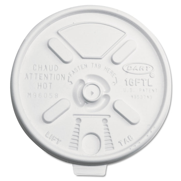 Dart Lift n' Lock Plastic Hot Cup Lids, Fits 12 oz to 24 oz Cups, Translucent, 1,000/Carton