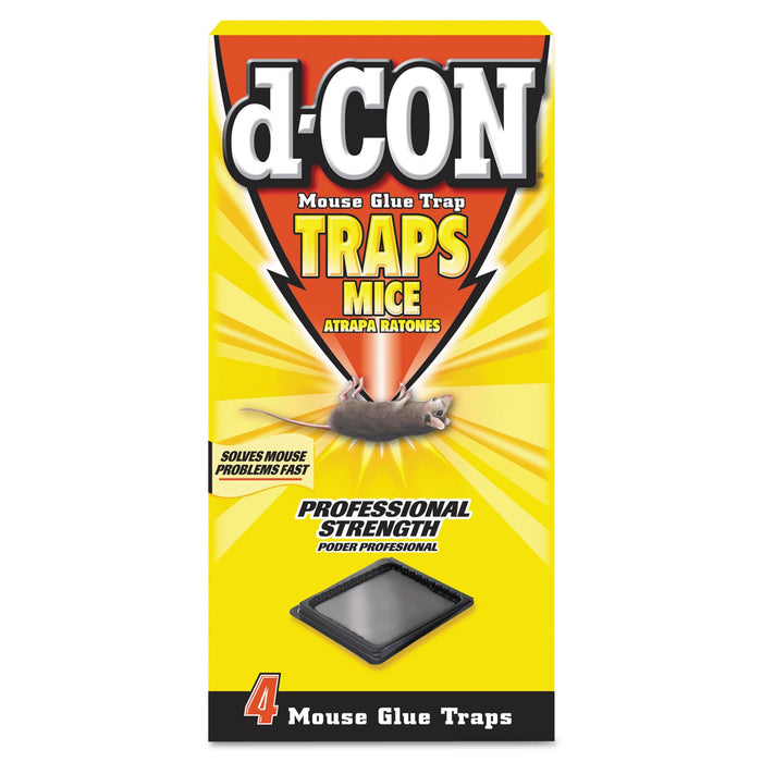 d-CON Mouse Glue Trap, Plastic, 4 Traps/Box, 12 Boxes/Carton