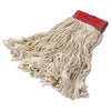 Rubbermaid Super Stitch Cotton Looped End Wet Mop Head, Large, 5" Red Headband