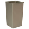 Rubbermaid Untouchable Square Waste Receptacle, Plastic, 50 gal, Beige