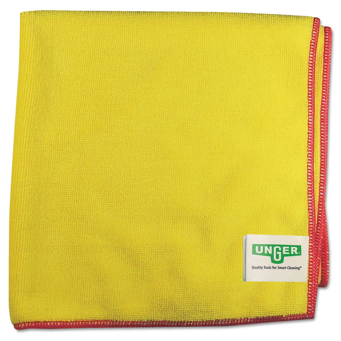 Unger SmartColor MicroWipes 4000, Heavy-Duty, 16 x 15, Yellow/Red, 10/Pack