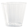WNA Classic Crystal Plastic Tumblers, 9 oz, Clear, Fluted, Squat, 20/Pack, 12 Packs/Carton
