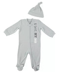 Chickpea Baby Boys I Love My Dad 2-Piece Coverall Set – Gray, Size 3/6 Months by Vanessa Jane