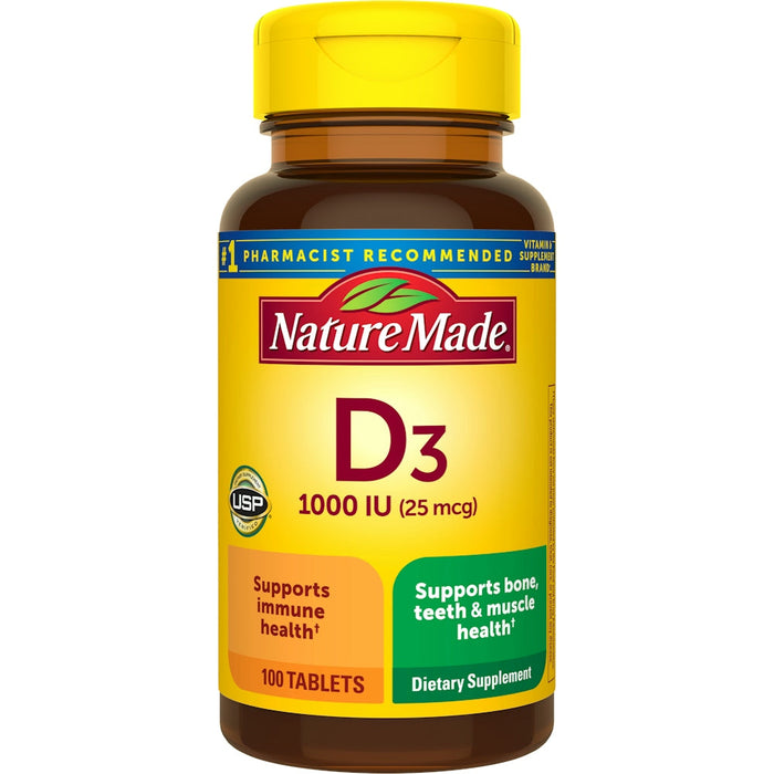 Nature Made Vitamin D3 1000 IU 100 Tablets 25 Mcg by Pasteur Pharmacy