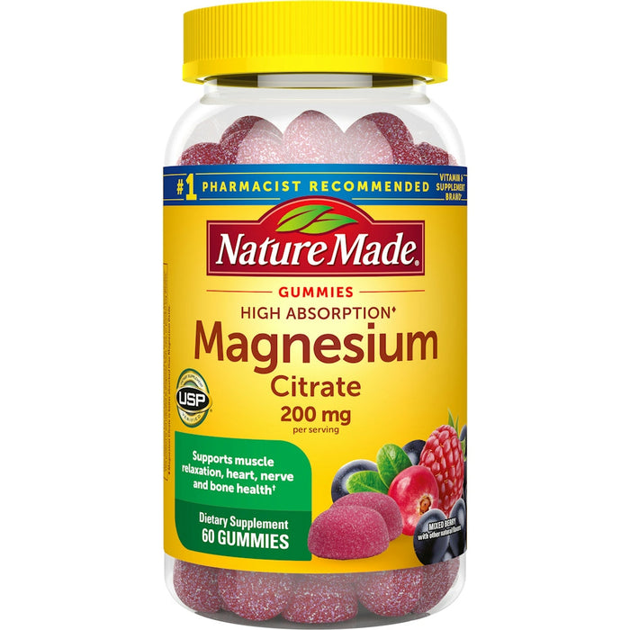 Nature Made High Absorption Magnesium Citrate 200 Mg, Dietary Supplement For Muscle Relaxation Support, 60 Gummies, 30 Day Supply by Pasteur Pharmacy