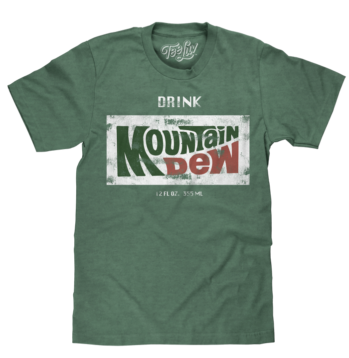 Drink Mountain Dew Logo T-Shirt - Green by Tee Luv