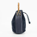 Gucci Navy Bamboo Suede x Leather Drawstring 2WAY Shoulder Bag #1881 by Bolt Boutique
