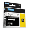 DYMO Rhino Permanent Poly Industrial Label Tape, 0.5" x 18 ft, White/Black Print