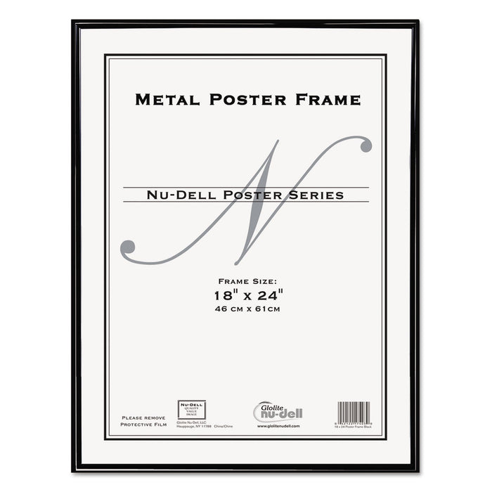NuDell Metal Poster Frame, Plastic Face, 18 x 24, Black