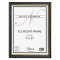 NuDell EZ Mount Document Frame with Trim Accent and Plastic Face, Plastic, 8 x 10, Black/Gold