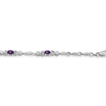 14k White Gold Unisex Oval Amethyst Heart 7 inch Bracelet by Fine Color Jewels