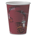 Dart Solo Paper Hot Drink Cups in Bistro Design, 12 oz, Maroon, 50/Pack