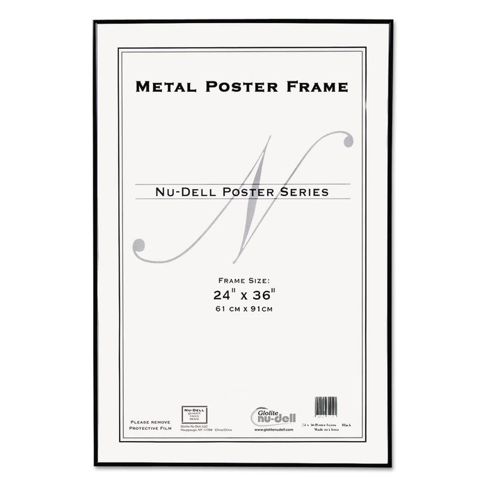 NuDell Metal Poster Frame, Plastic Face, 24 x 36, Black