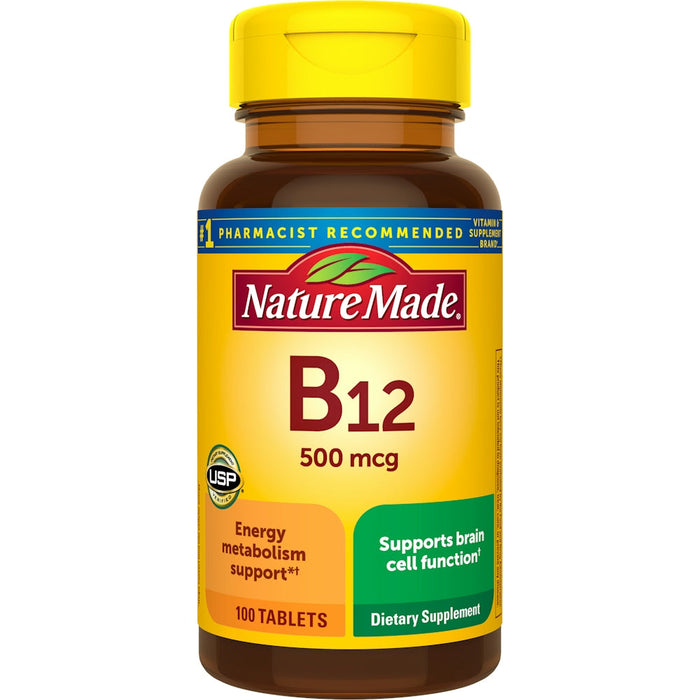 Nature Made® Vitamin B12 500 mcg – Energy Metabolism Support (100-200 Tablets) by Pasteur Pharmacy