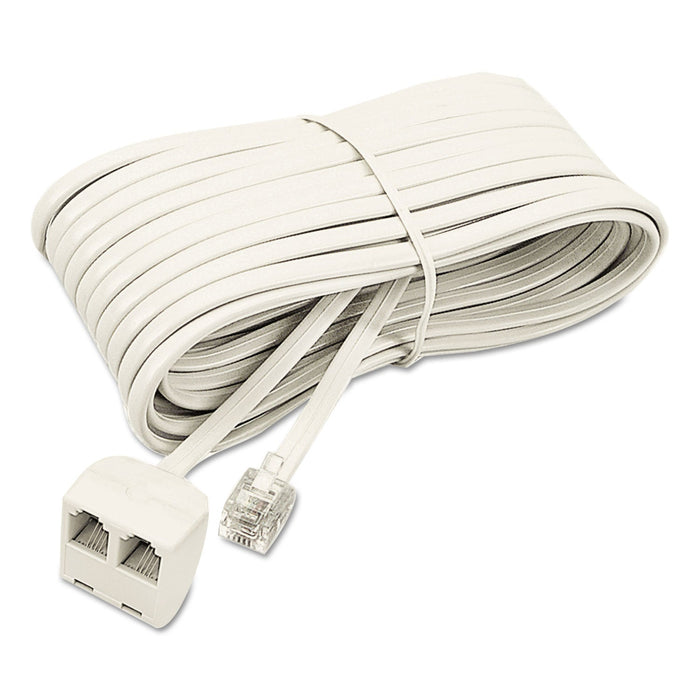 Softalk Telephone Extension Cord, Plug/Dual Jack, 25 ft, Ivory