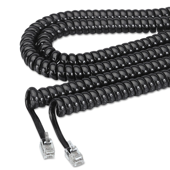 Softalk Coiled Phone Cord, Plug/Plug, 12 ft, Black