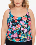 Swim Solutions Plus Size in Living Color Blouson Tankini Top, Size 24W by Vanessa Jane