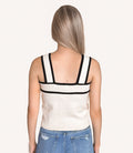Contrast Sweater Tank Top - Taupe/Black by Boutique 23