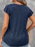 V Neck Ruffle Sleeve Top - Navy by Boutique 23