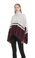 Save the Ocean Sustainable Color Block Pullover Turtleneck Poncho by Vanessa Jane