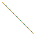 Oval Green Emerald & Diamond Prong 14K Yellow Gold Infinity Link Bracelet by Fine Color Jewels