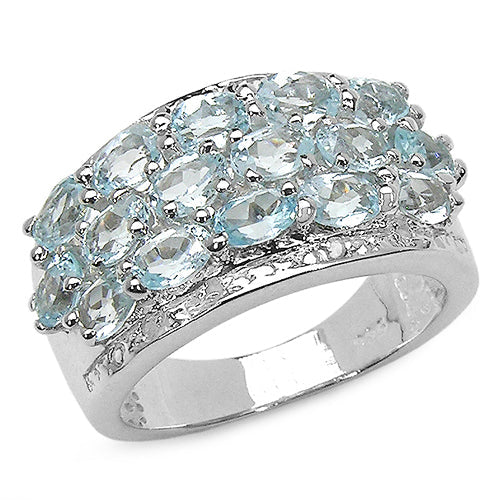3.24 Carat Genuine Blue Topaz & White Topaz .925 Sterling Silver Ring by Bids.com