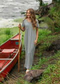 Jane Teal Stripe T-shirt Maxi Dress: S by Boutique 23