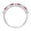 10KT White Gold 1/2 cttw Diamond and 3MM Created Blue Sapphire Gemstone Band Ring (H-I, I1-I2) - Size 7 by Bids.com