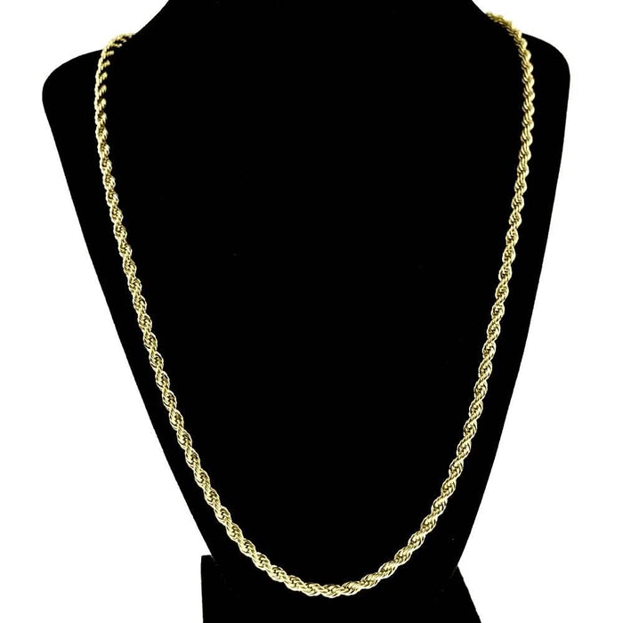 18K 3mm Solid Gold Rope Chain Necklace Men Women by DailySale