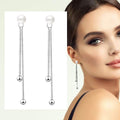 18K Bead Ball And Pearl Long Drop Earrings by DailySale