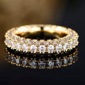 18K Gold and Italian Cut Crystal 3 Row Eternity Ring by DailySale