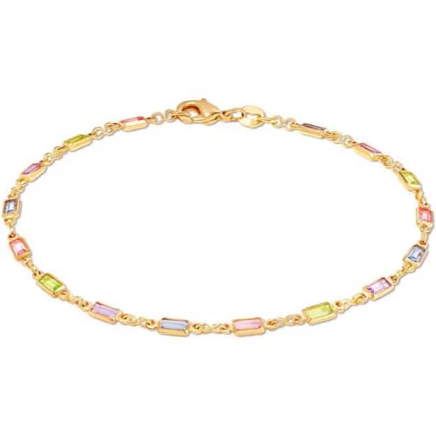 18K Gold Baguette Multi Stone Crystal Bracelet for Women by DailySale